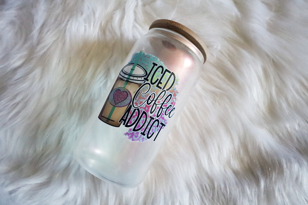 12oz Glass Can Tumbler - Iced Coffee Addict