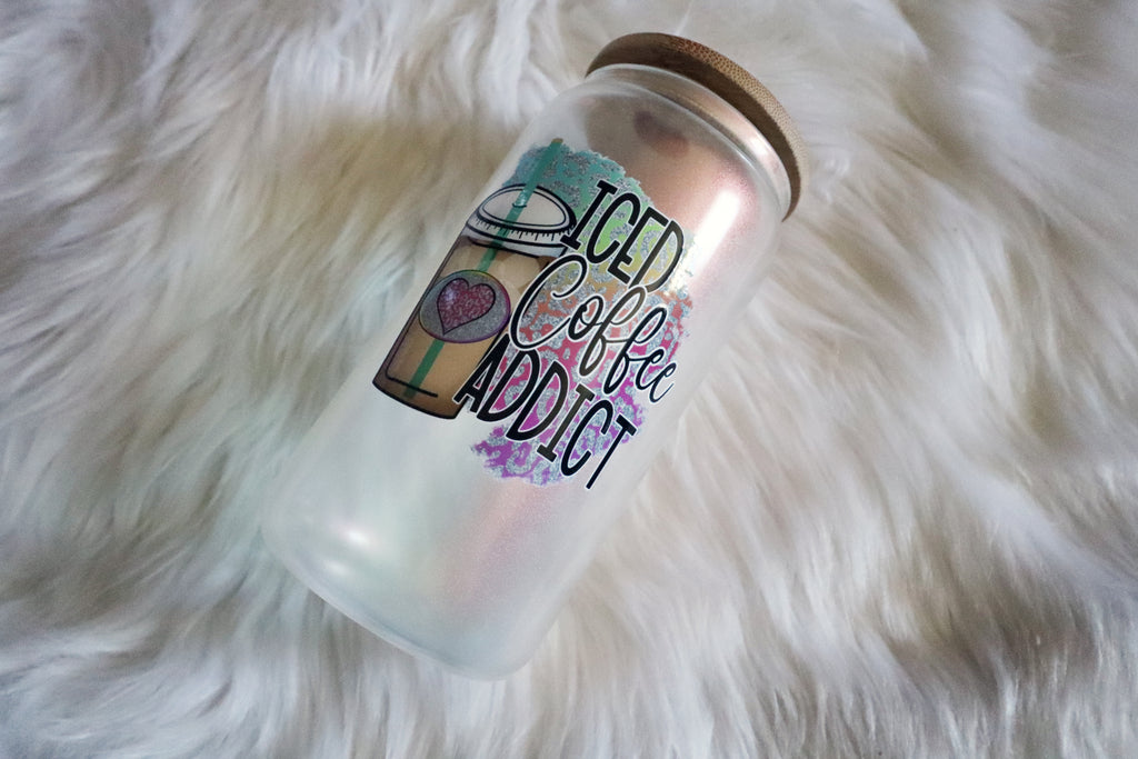 12oz Glass Can Tumbler - Iced Coffee Addict