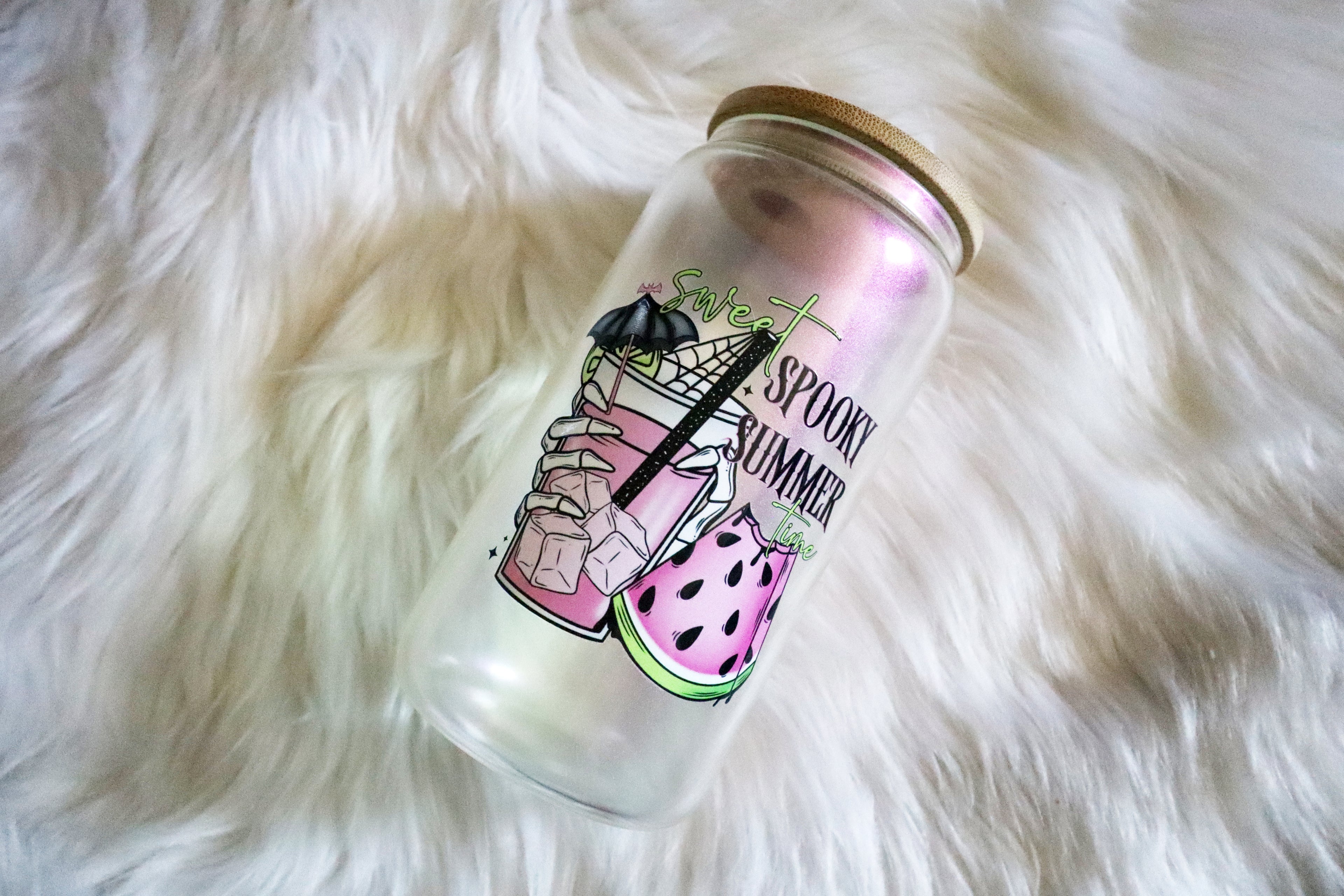 12oz Glass Can Tumbler - Sweet Spooky Summer
