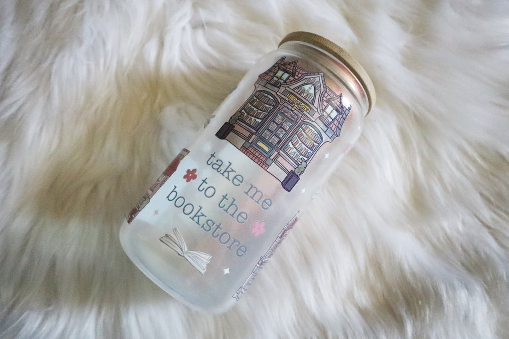 12oz Glass Can Tumbler - Take Me to the Bookstore