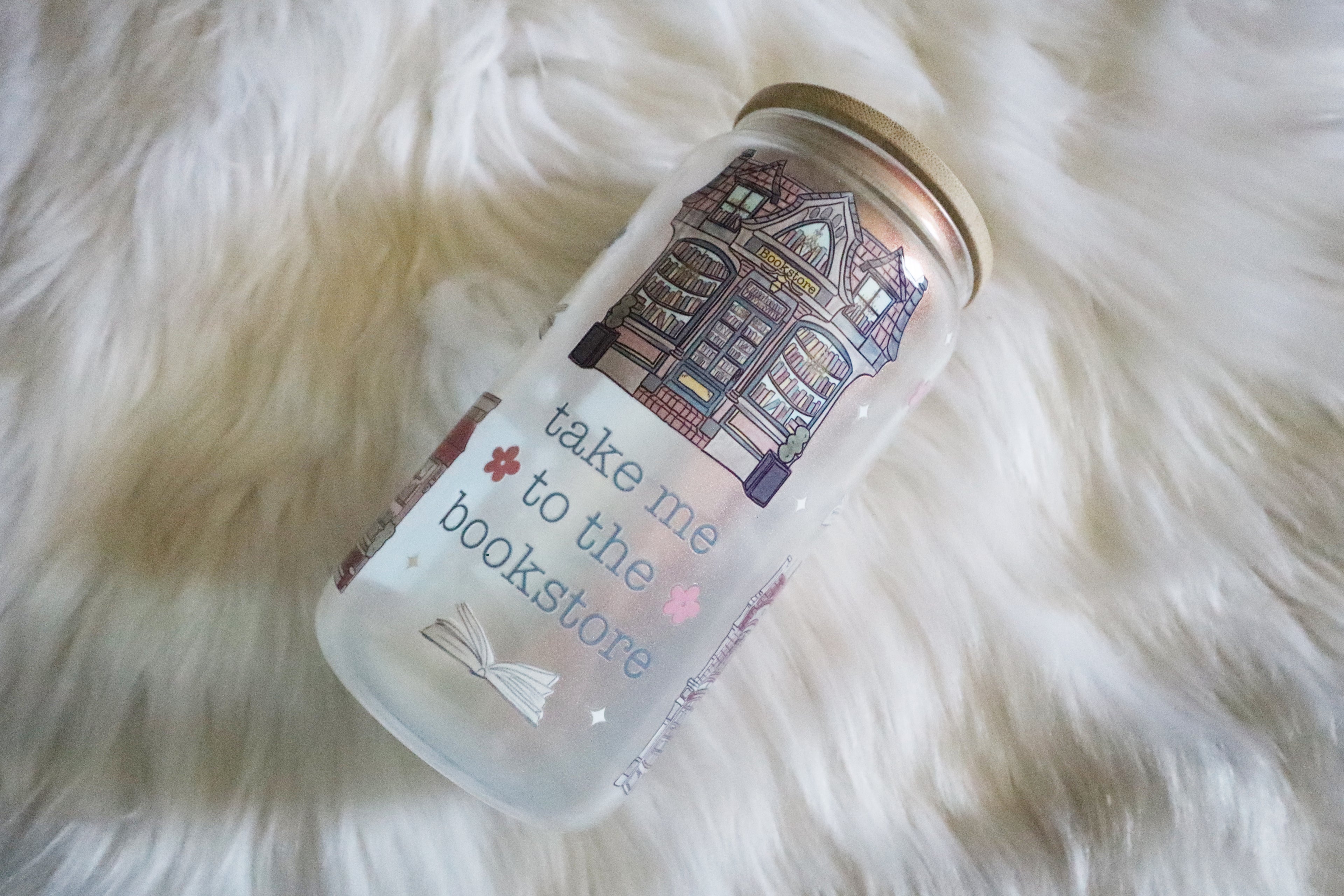 12oz Glass Can Tumbler - Take Me to the Bookstore