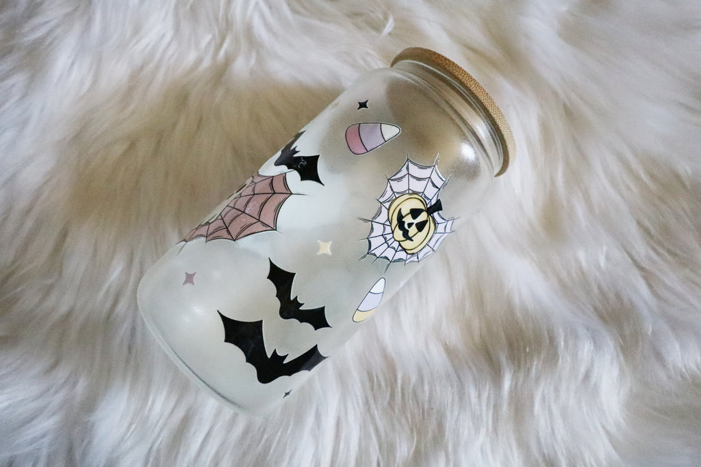 12oz Glass Can Tumbler - Spooky Pastel