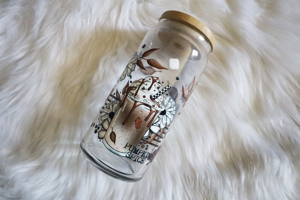 12oz Glass Can Tumbler - Pumpkin Spice