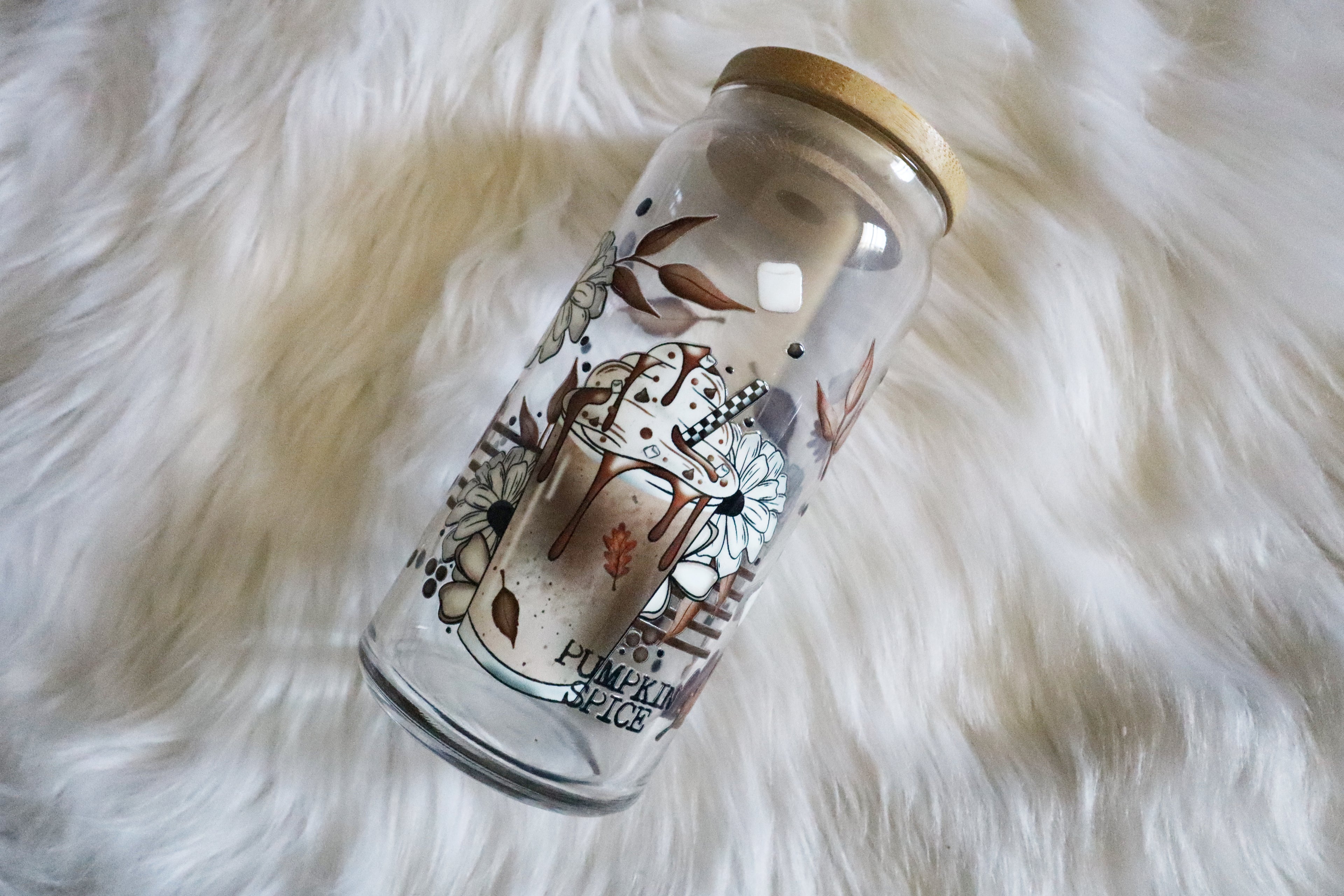 12oz Glass Can Tumbler - Pumpkin Spice