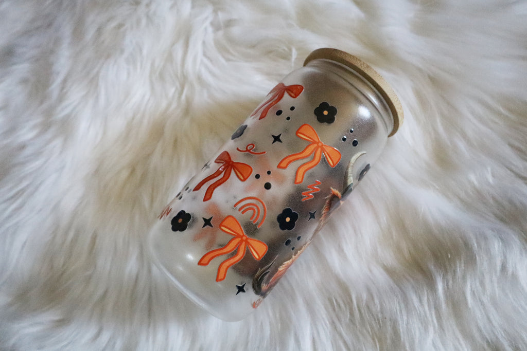 12oz Glass Can Tumbler - Spooky Cow
