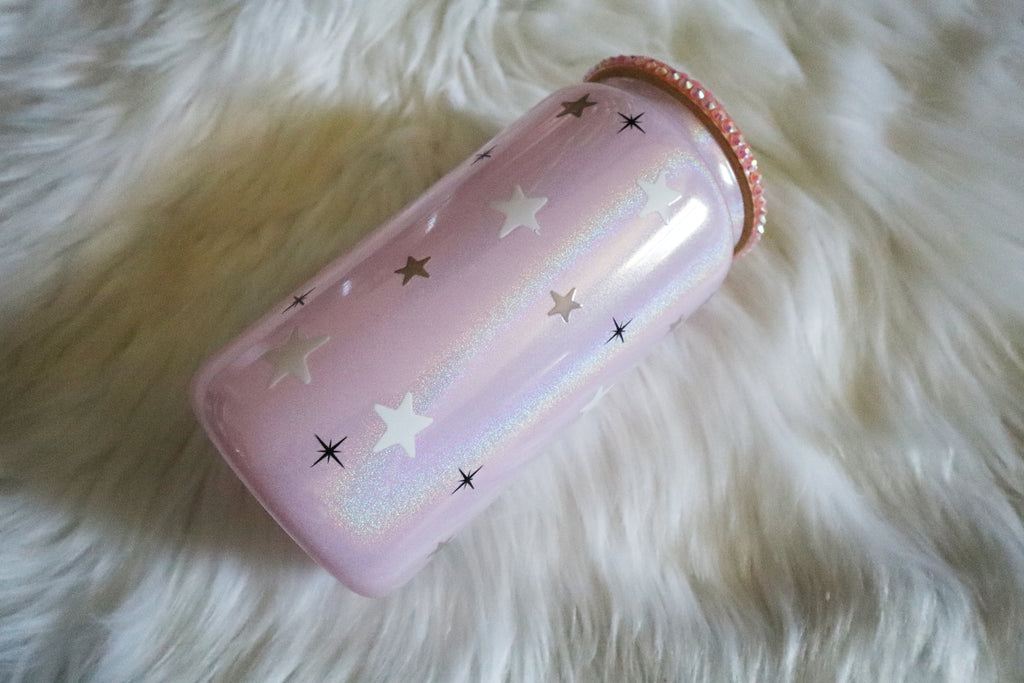 12oz Glass Can Bling Lid Tumbler - A Book A Day (Oopsie Tumbler - Pls Read Description)