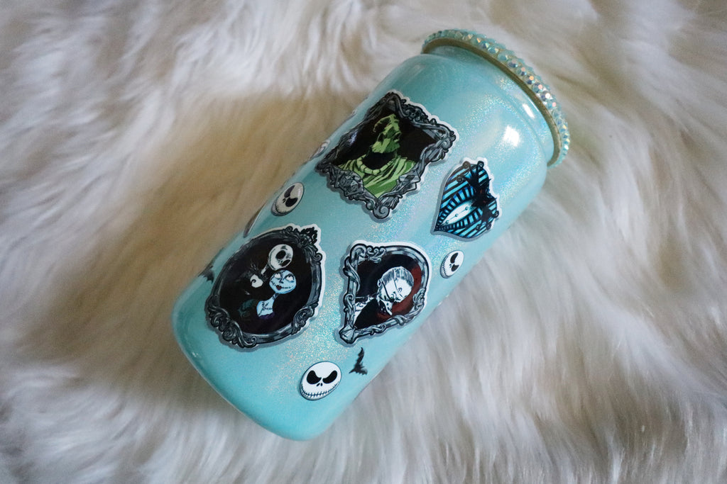 12oz Glass Can Bling Lid Tumbler - Misfit Love (Oopsie Tumbler - Pls Read Description)