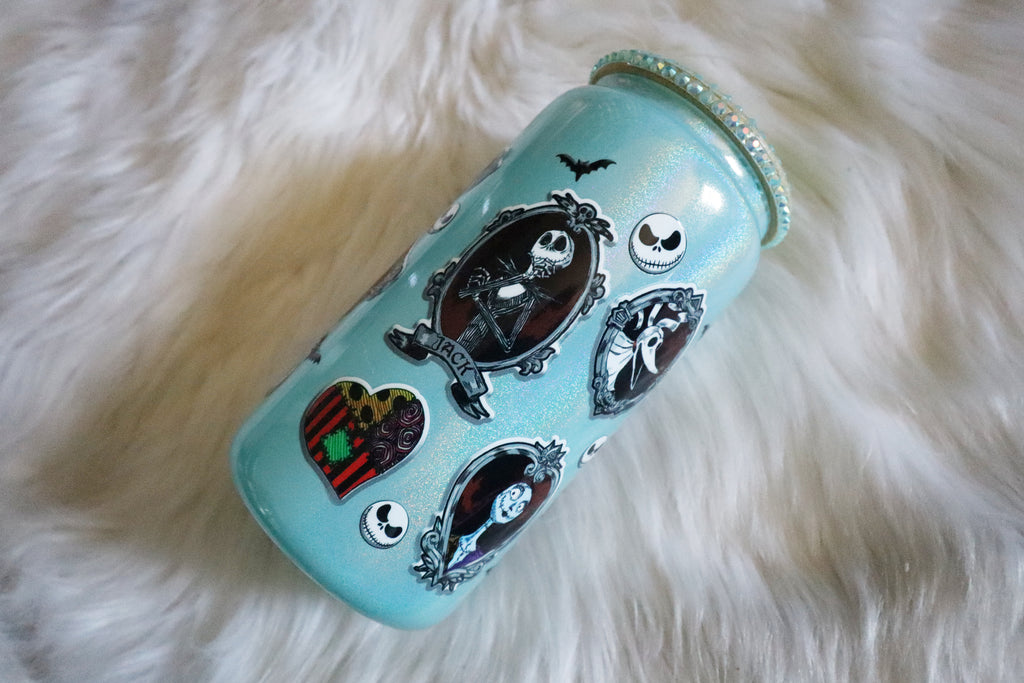 12oz Glass Can Bling Lid Tumbler - Misfit Love (Oopsie Tumbler - Pls Read Description)