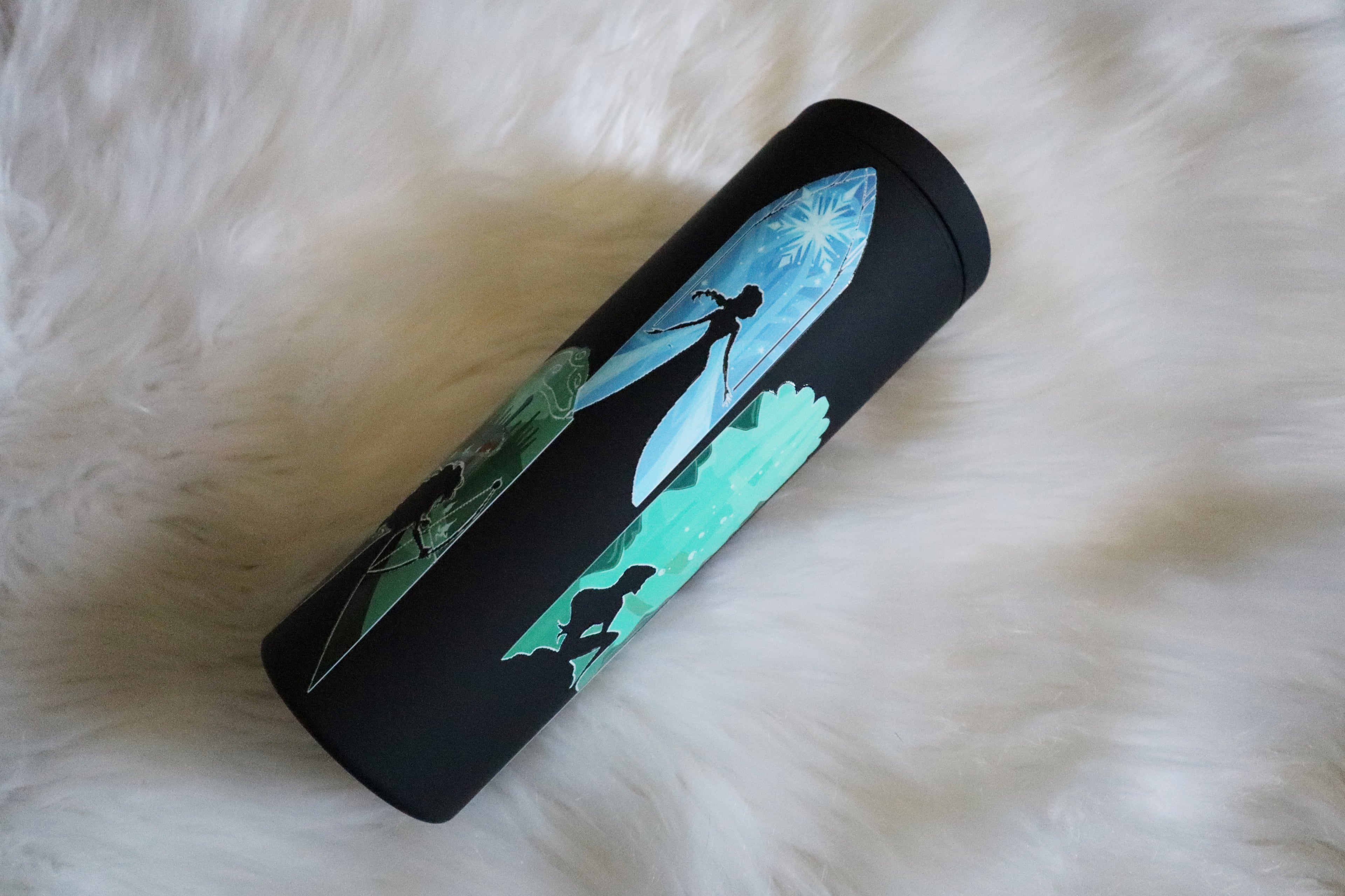 16oz Matte Black Plastic Tumbler - Princesses (Oopsie)