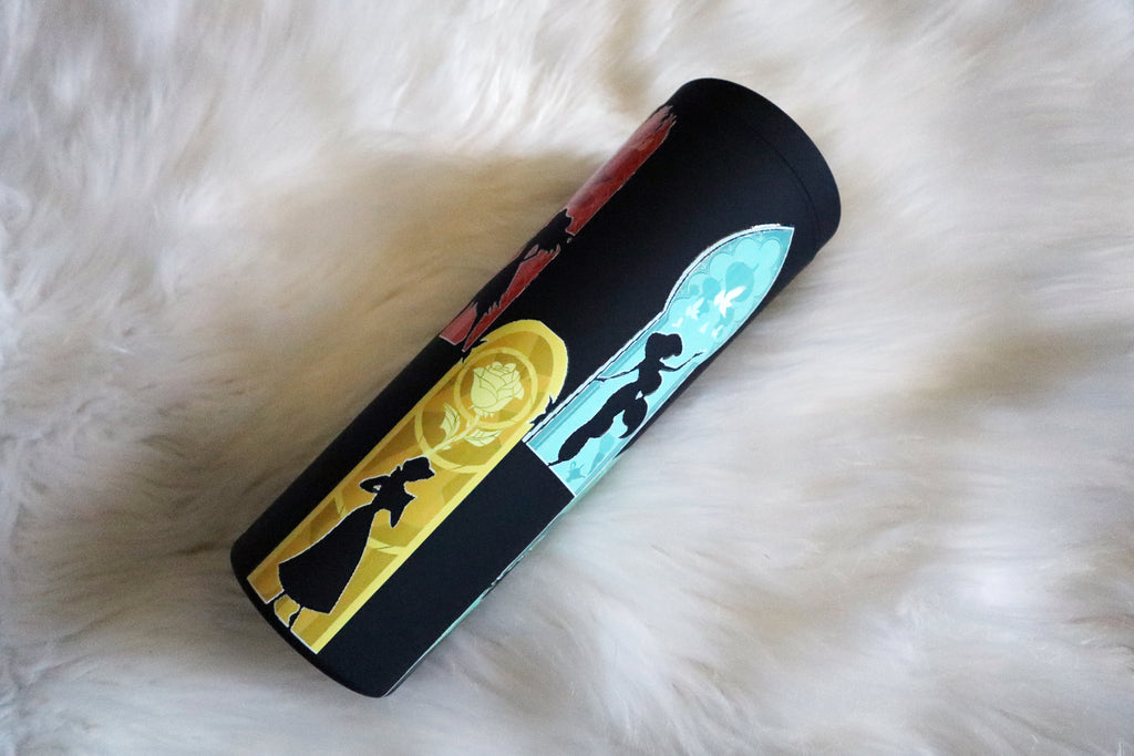 16oz Matte Black Plastic Tumbler - Princesses (Oopsie)