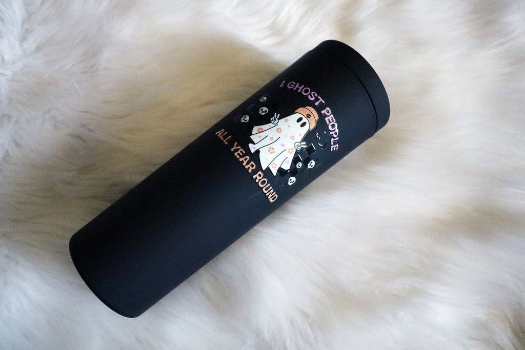 16oz Matte Black Plastic Tumbler - Ghost People