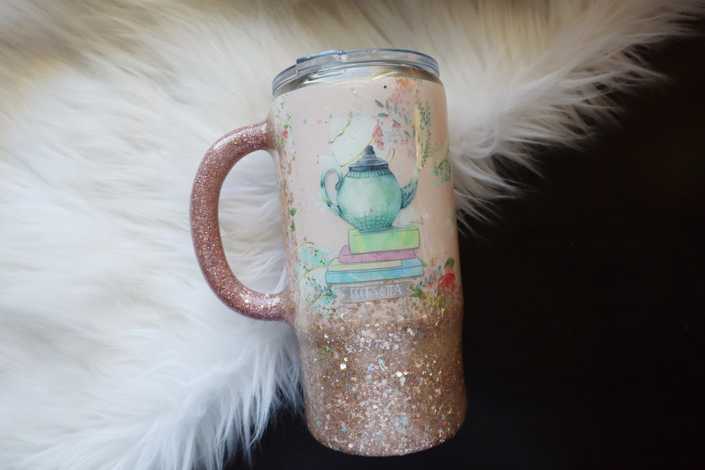 16oz Stainless Steel Tumbler - Mug - Books & Tea