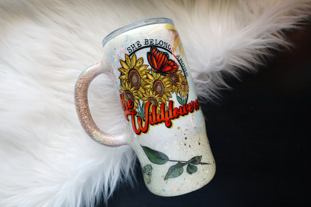 16oz Stainless Steel Tumbler - Mug - Wildflowers