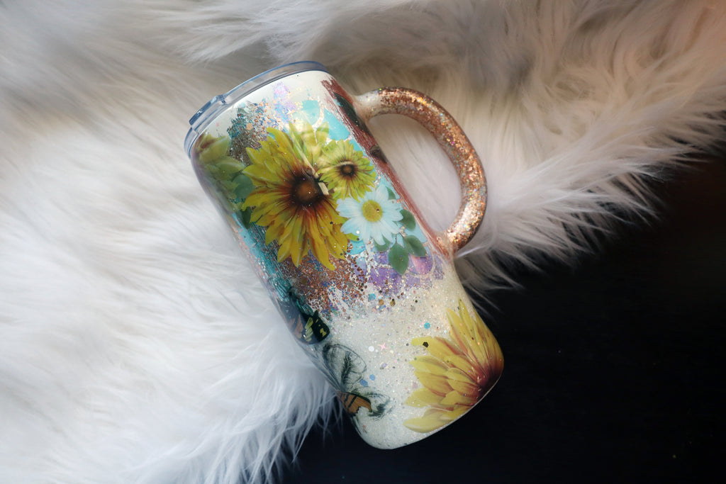 16oz Stainless Steel Tumbler - Mug - Wildflowers