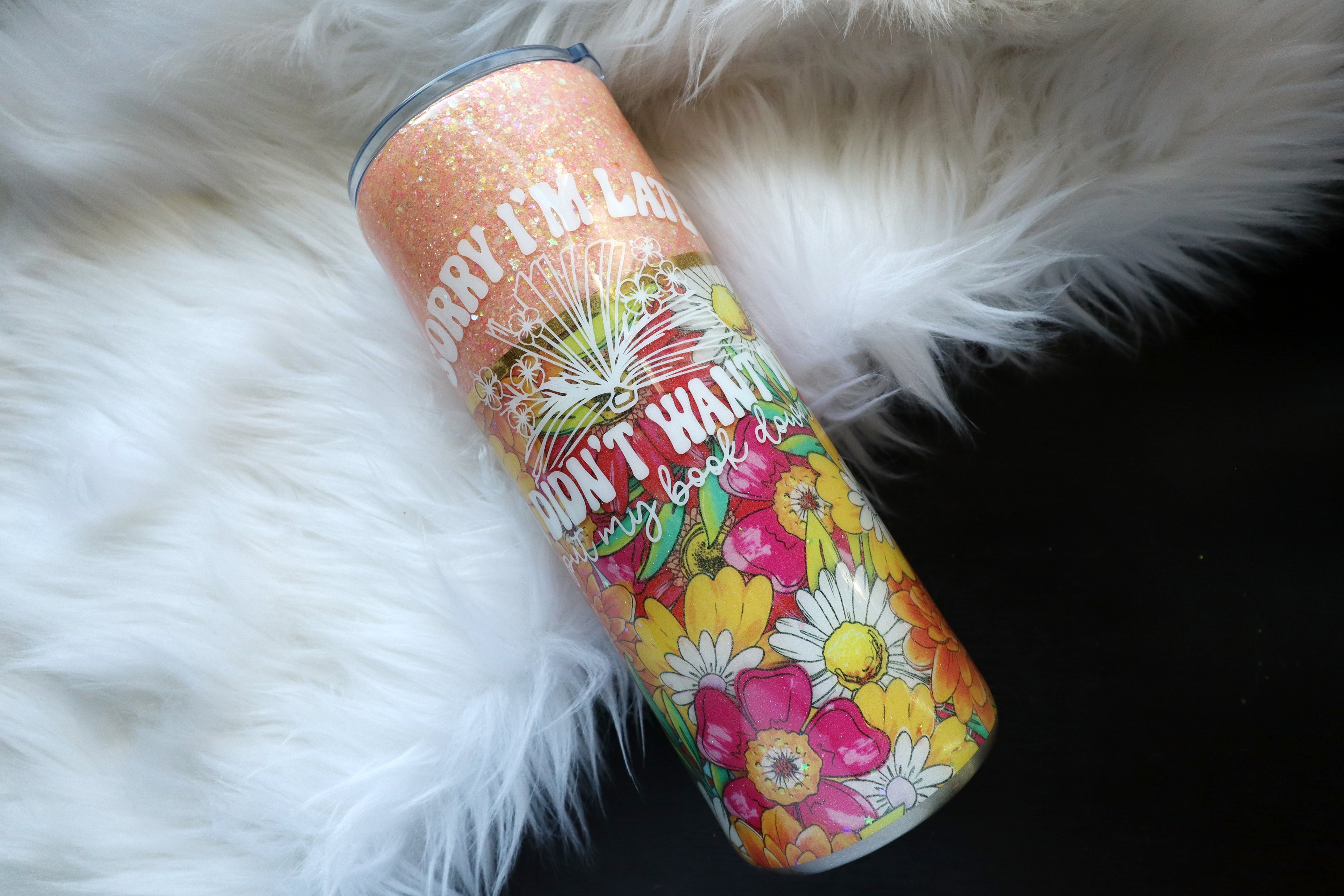 24oz Stainless Steel Tumbler - Sorry I'm Late