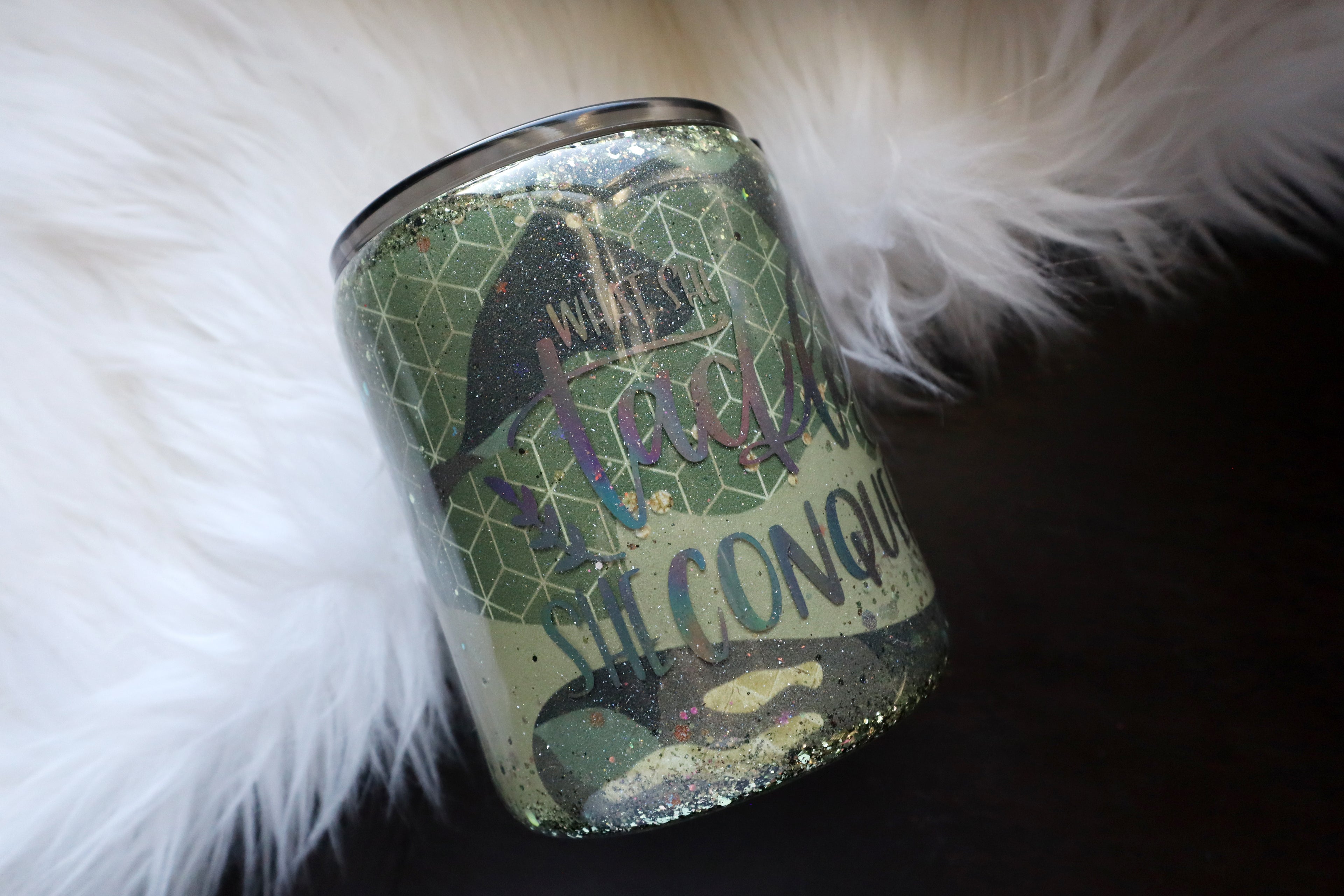 10oz Stainless Steel Tumbler - What She Tackles