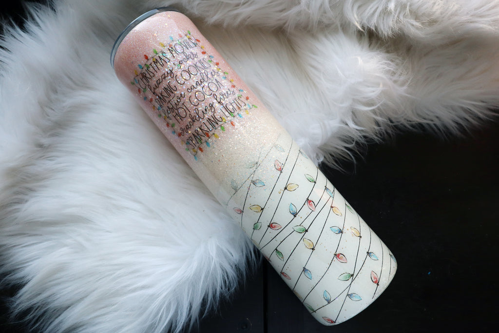 32oz Stainless Steel Tumbler - Pink Christmas