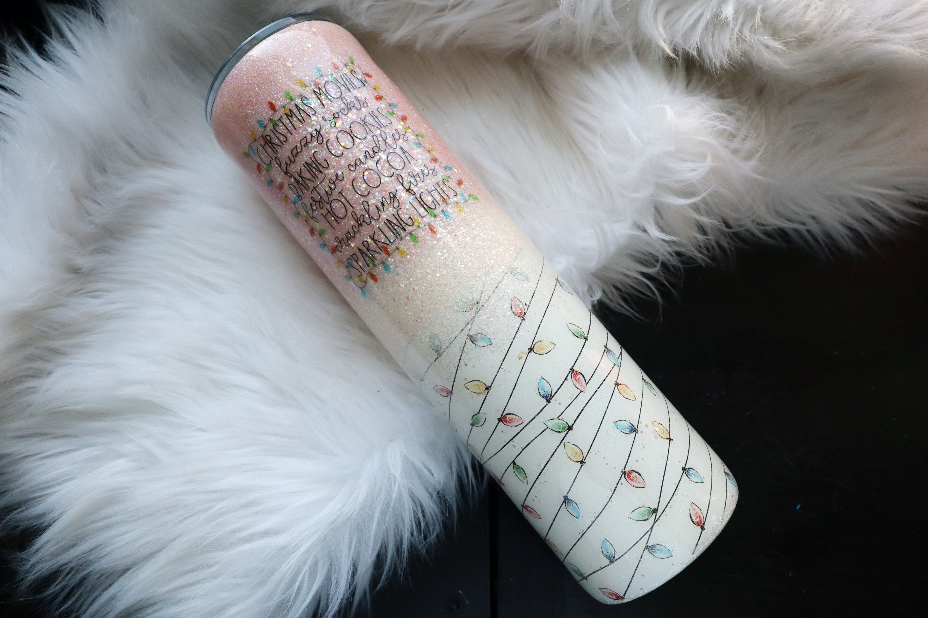 32oz Stainless Steel Tumbler - Pink Christmas