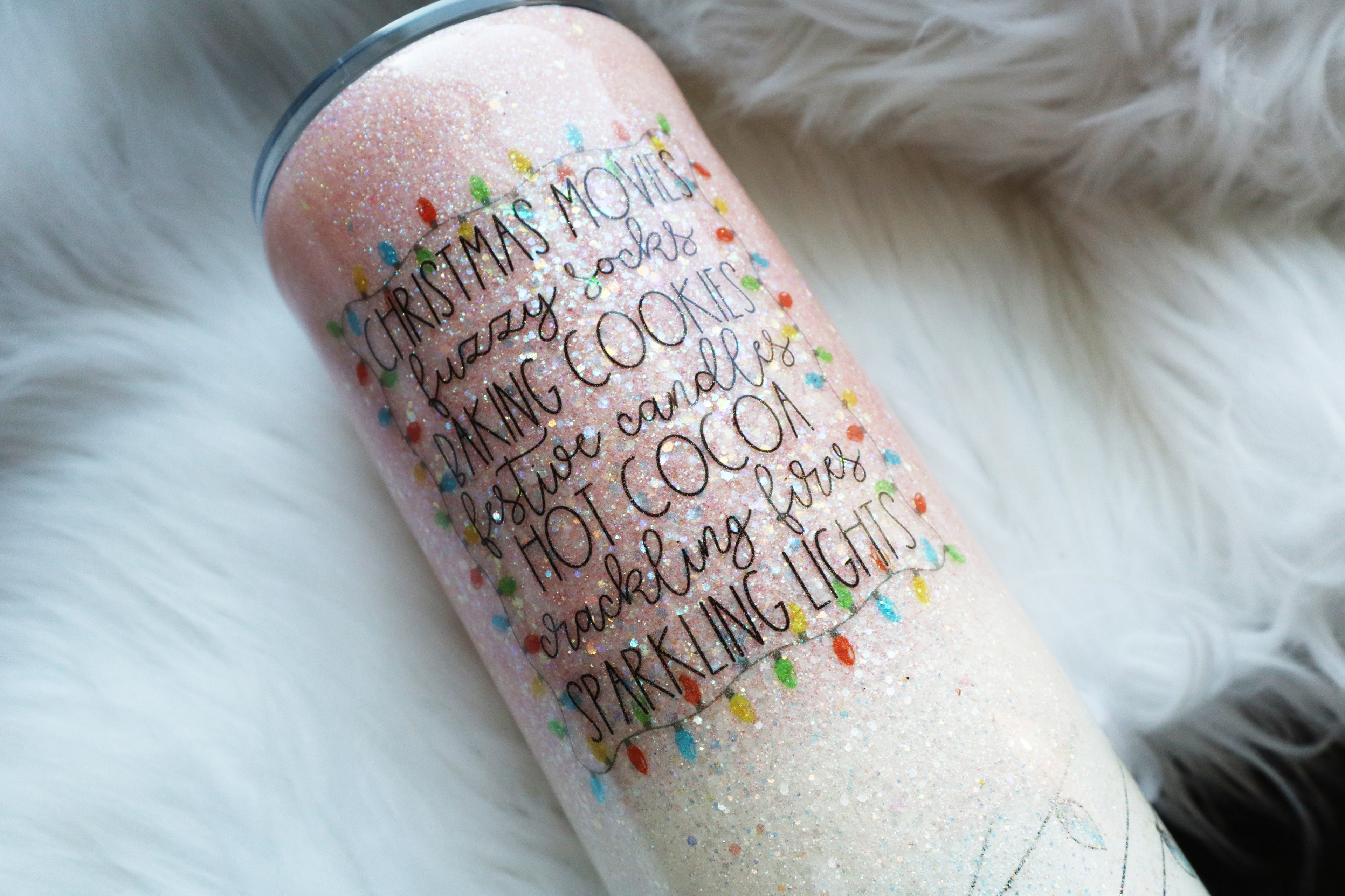 32oz Stainless Steel Tumbler - Pink Christmas