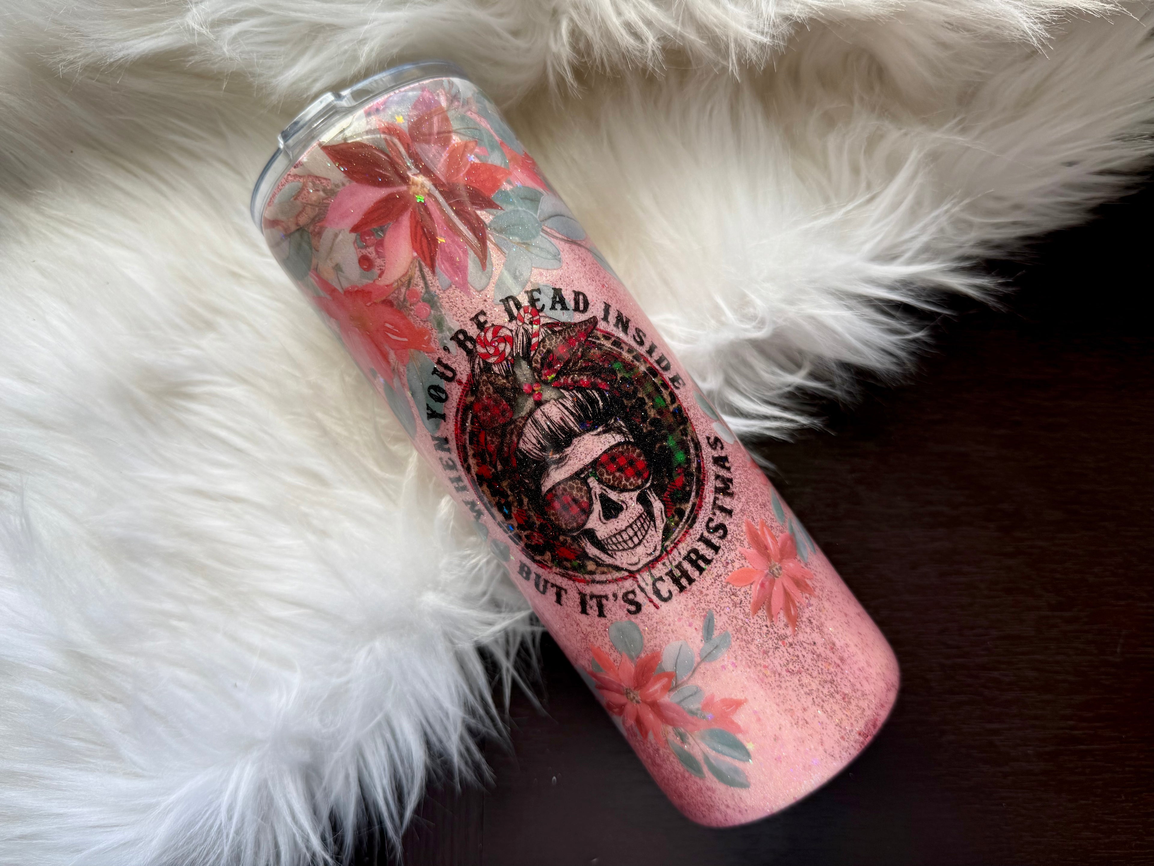 20oz Stainless Steel Tumbler - Dead Inside But It's Christmas Skelly