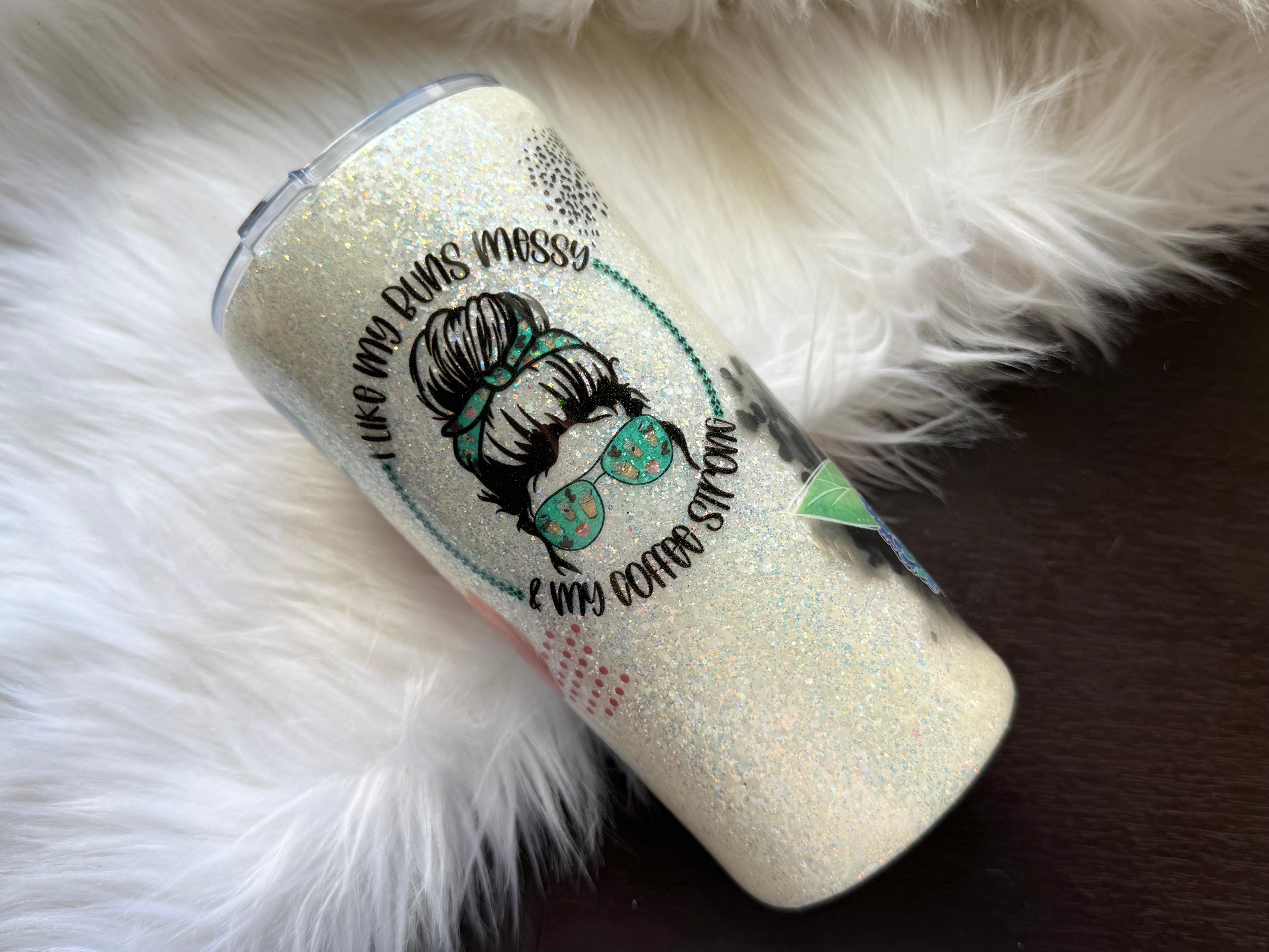 20oz Stainless Steel Tumbler - Messy Buns & Strong Coffee