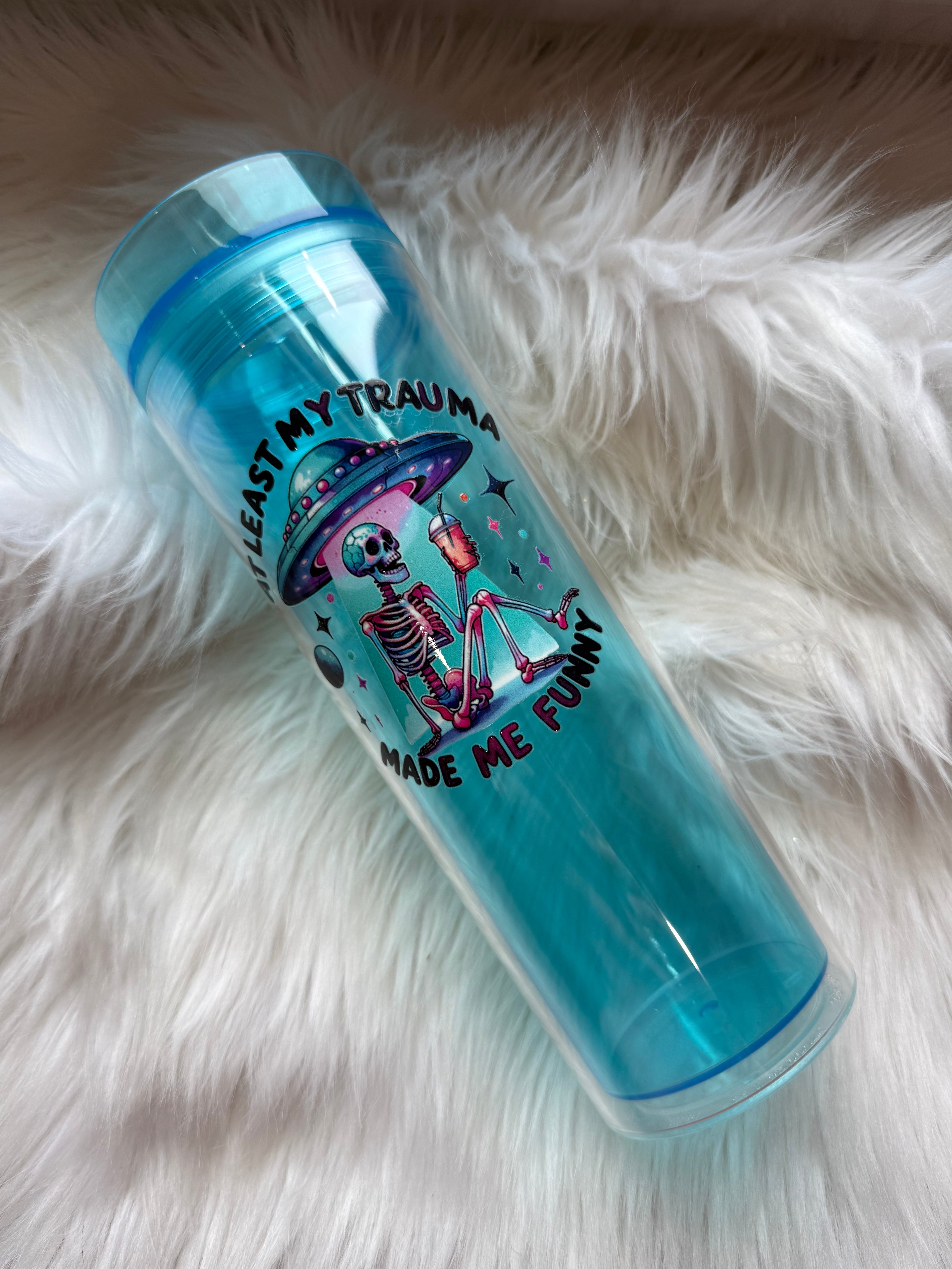 16oz Skinny Acrylic Tumbler - Trauma Skelly