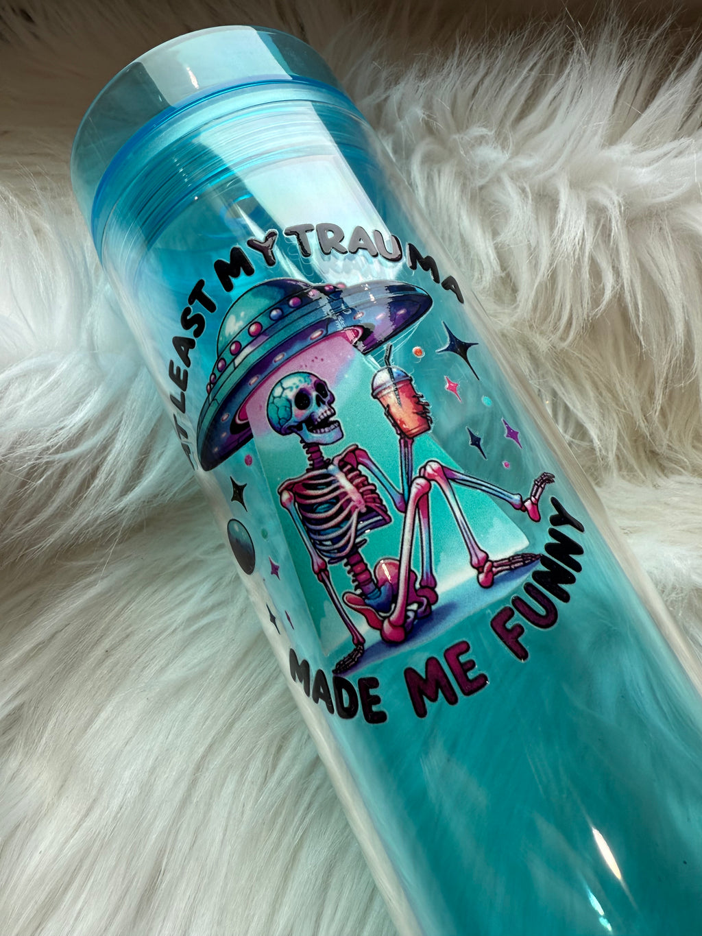16oz Skinny Acrylic Tumbler - Trauma Skelly