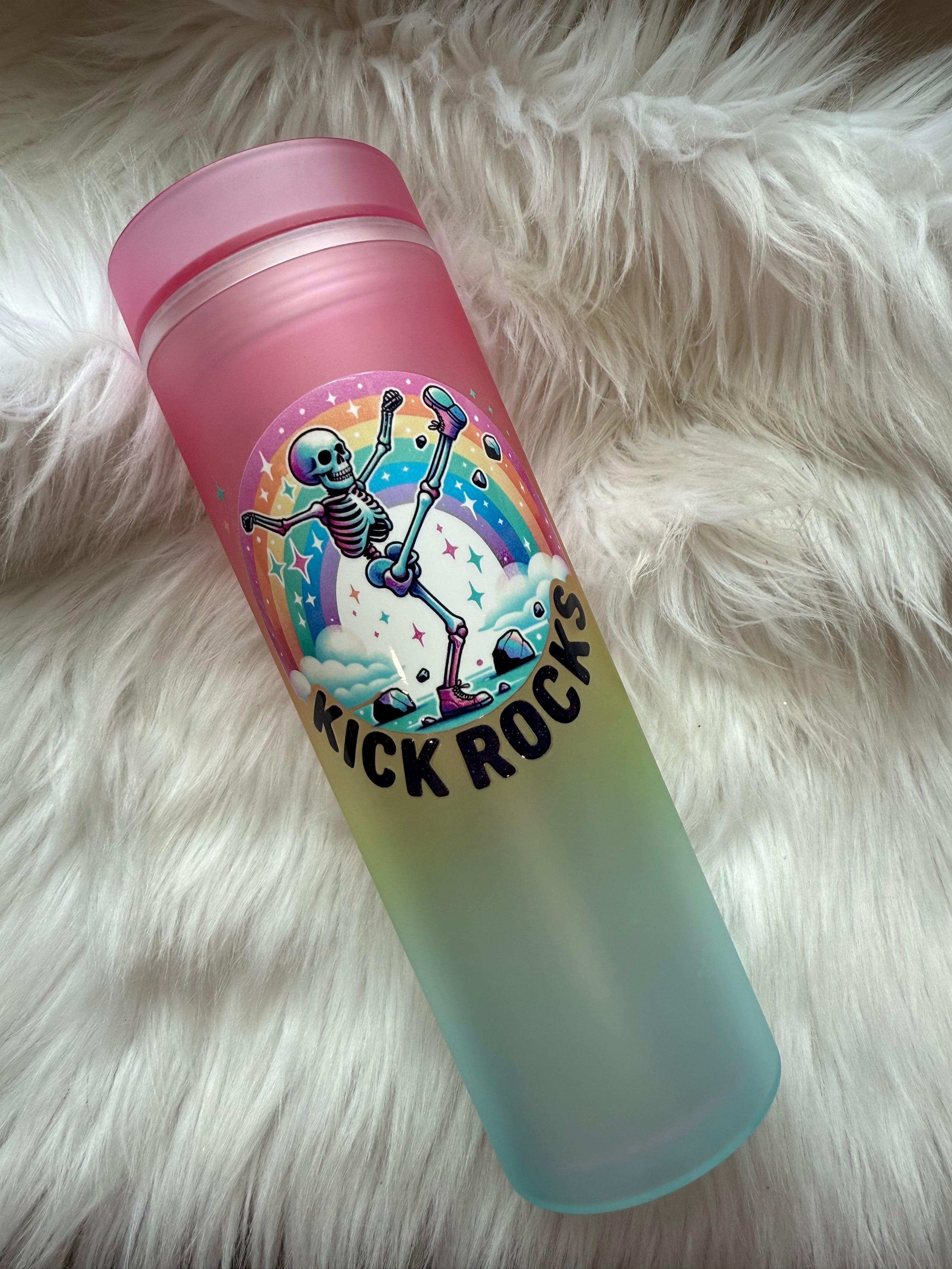 16oz Skinny Acrylic Tumbler - Kick Rocks Skelly