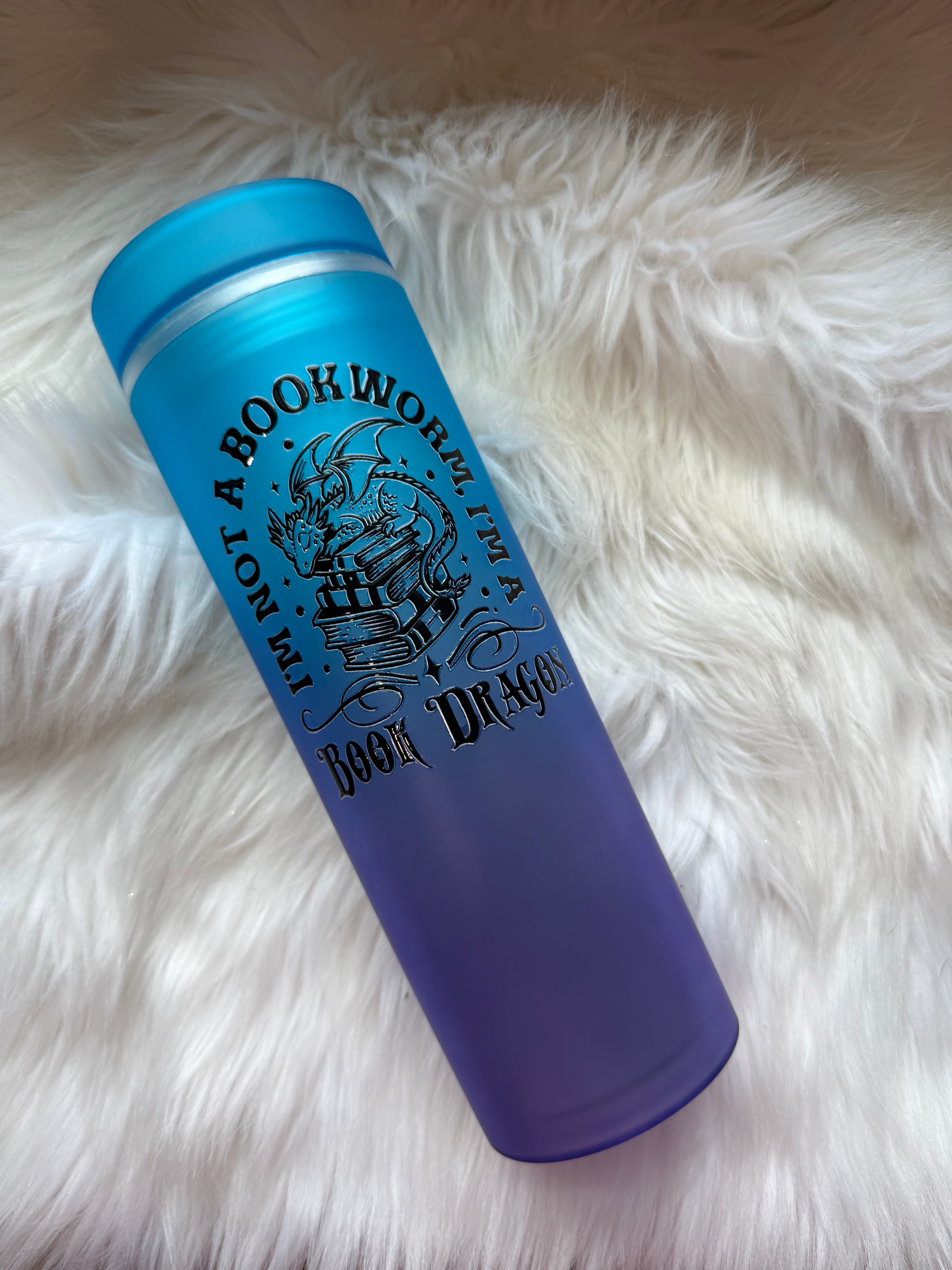 16oz Skinny Acrylic Tumbler - Book Dragon