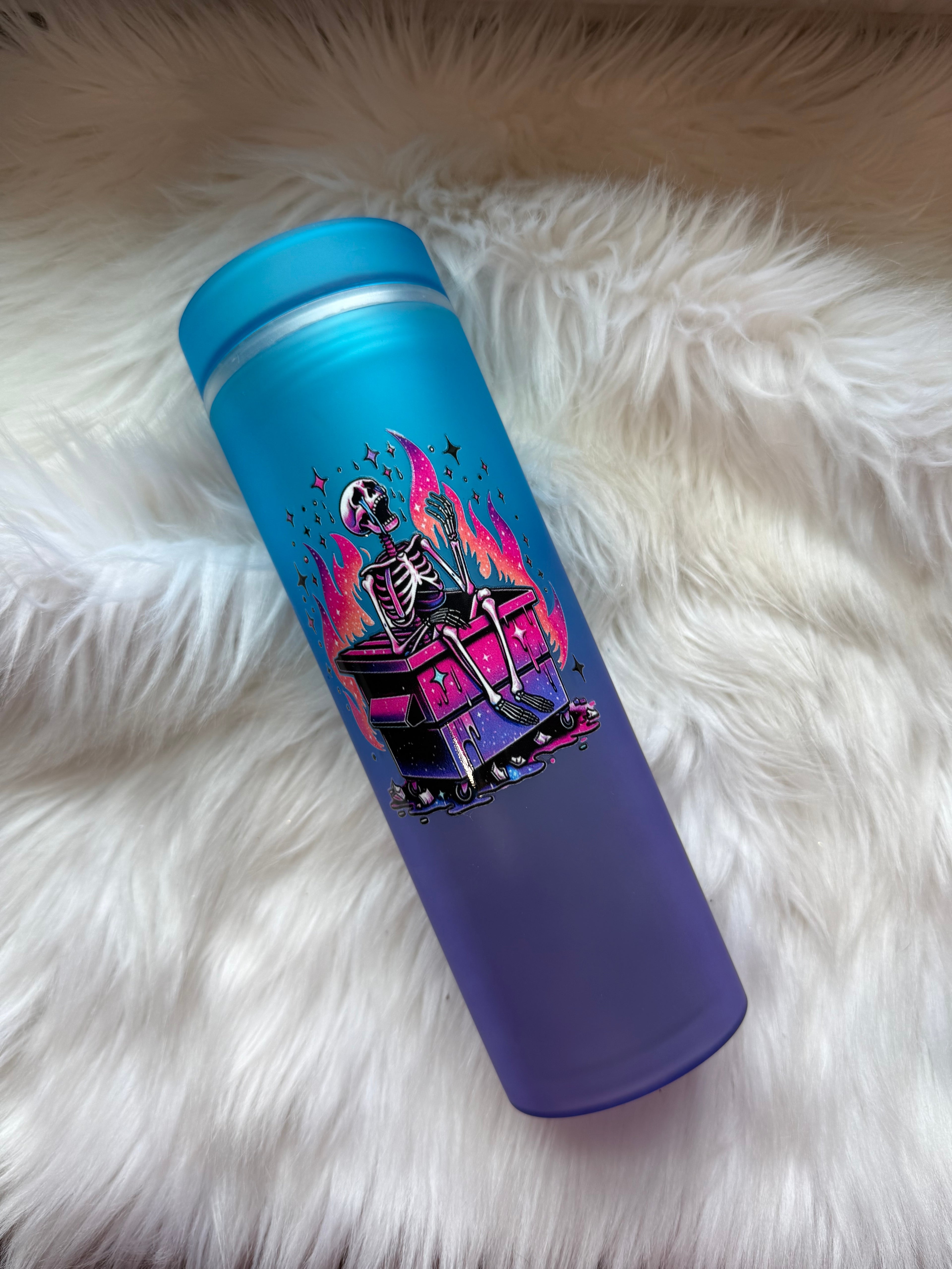 16oz Skinny Acrylic Tumbler - Dumpster Skelly