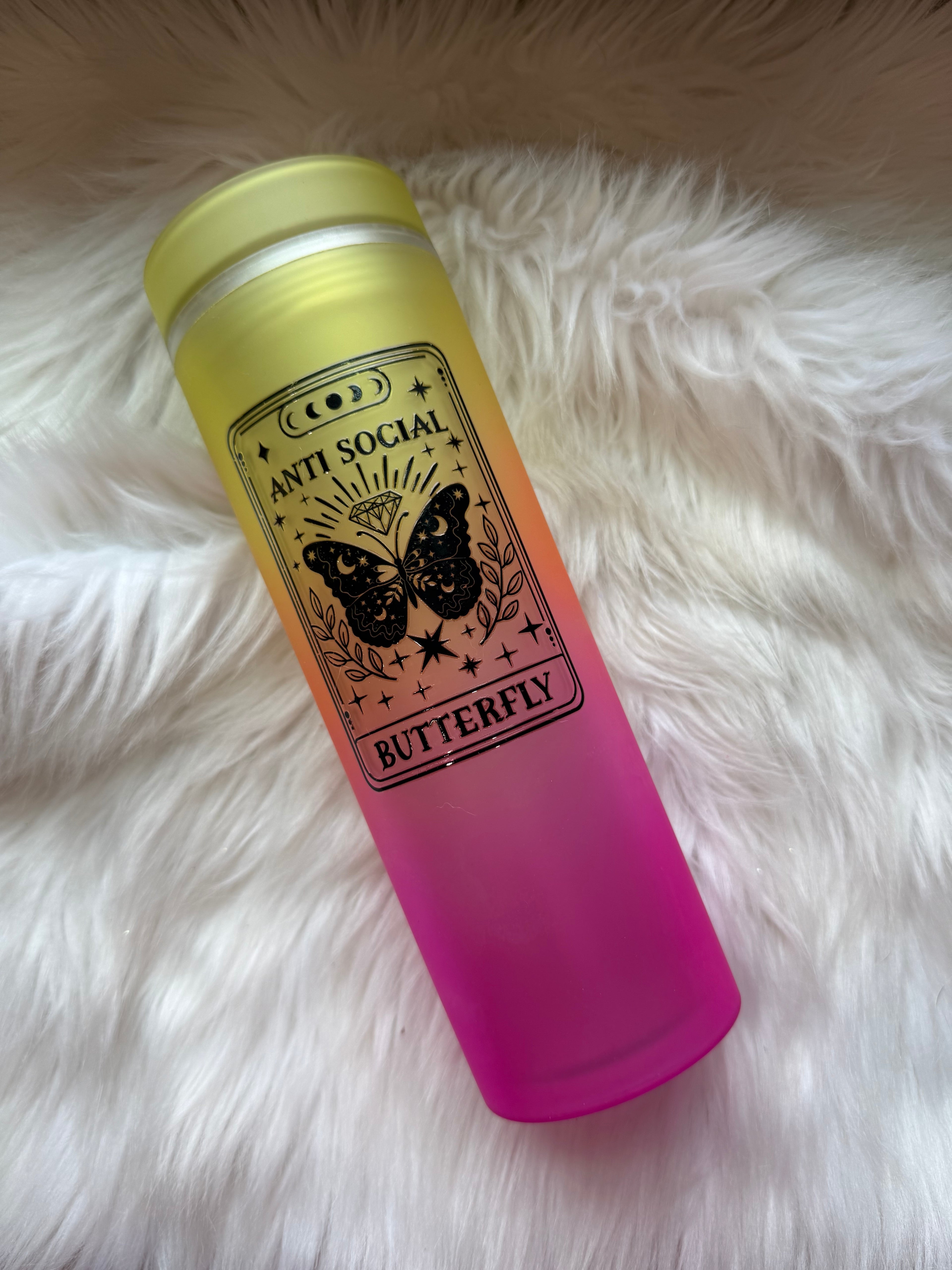 16oz Skinny Acrylic Tumbler - Anti Social Butterfly