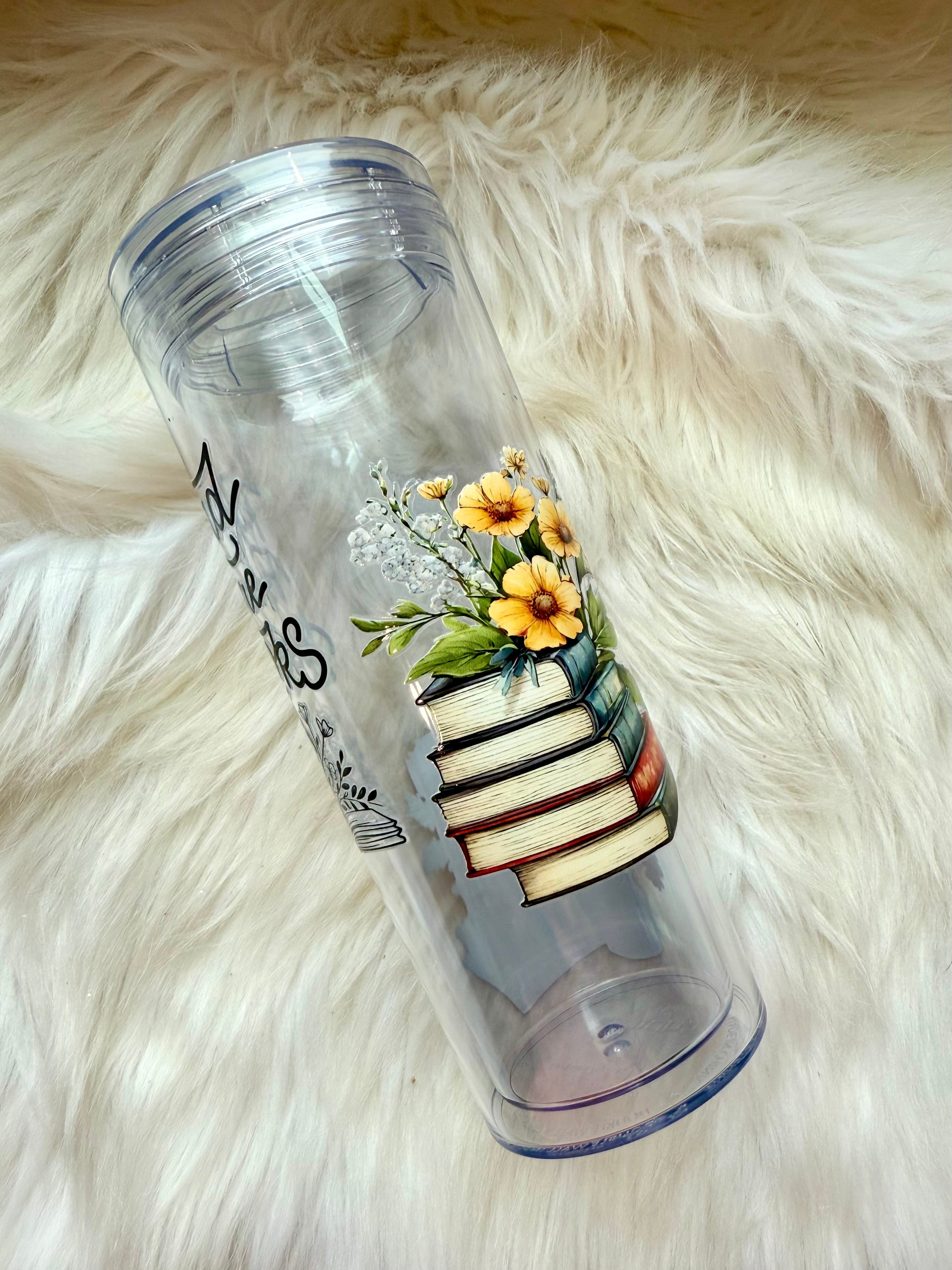 16oz Skinny Acrylic Tumbler - Read More Books
