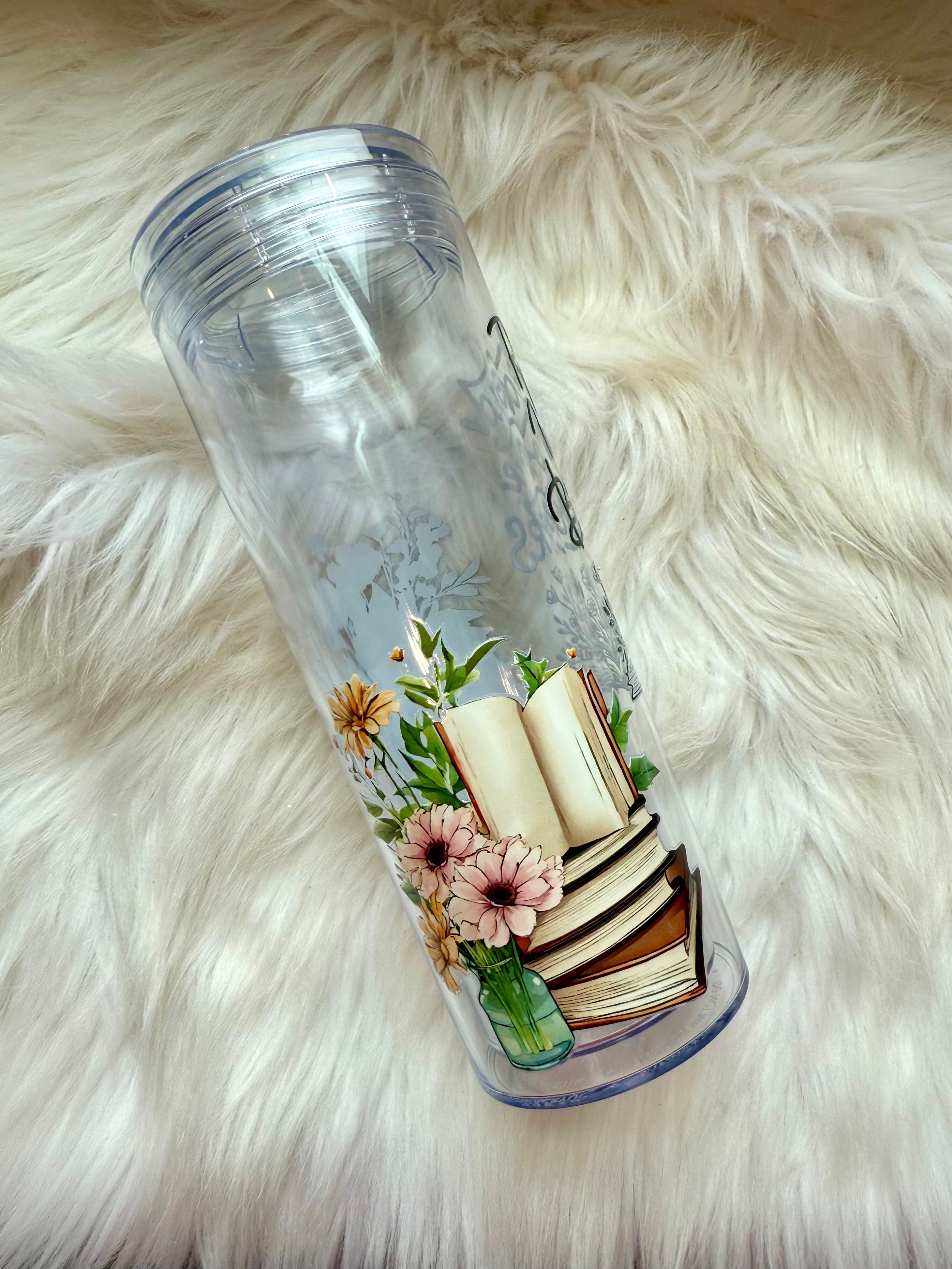 16oz Skinny Acrylic Tumbler - Read More Books